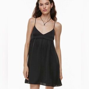 Aritzia Wilfred loversatin mini dress slip v-neck cami flowy black
